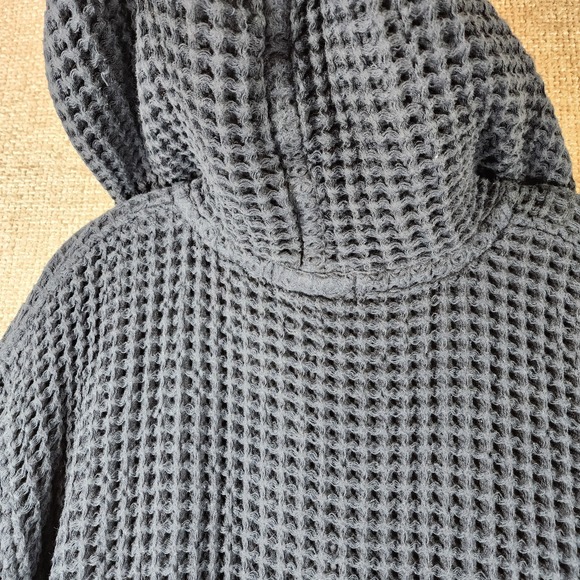 Onsen Waffle Knit 100% Supima Cotton Hooded Robe Unisex M Navy Blue - Picture 9 of 14